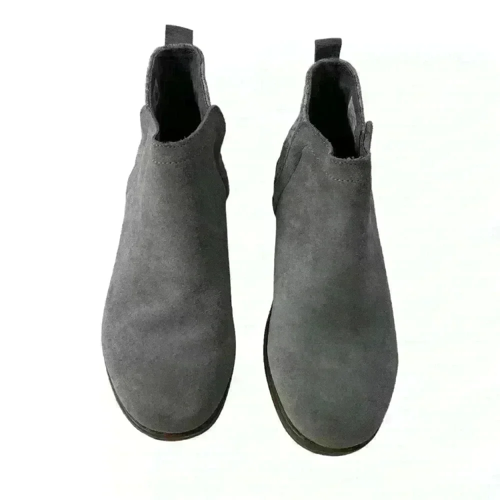 TOMS Classic Girl's Youth Deia Suede Bootie Slip-On Steel-Grey